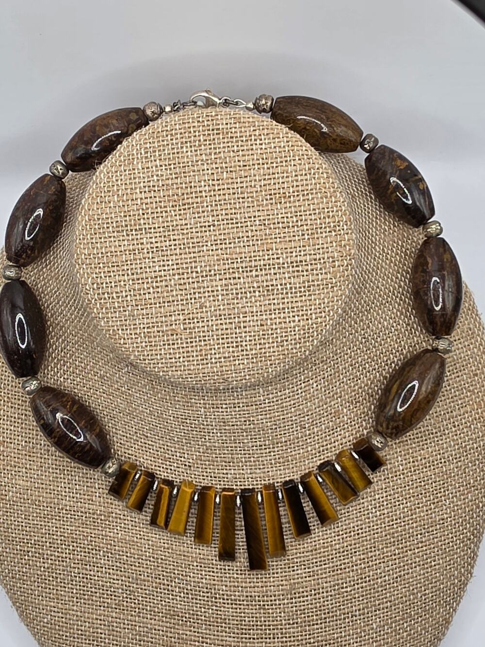 Vintage Tiger Eye Statement Collar Necklace
